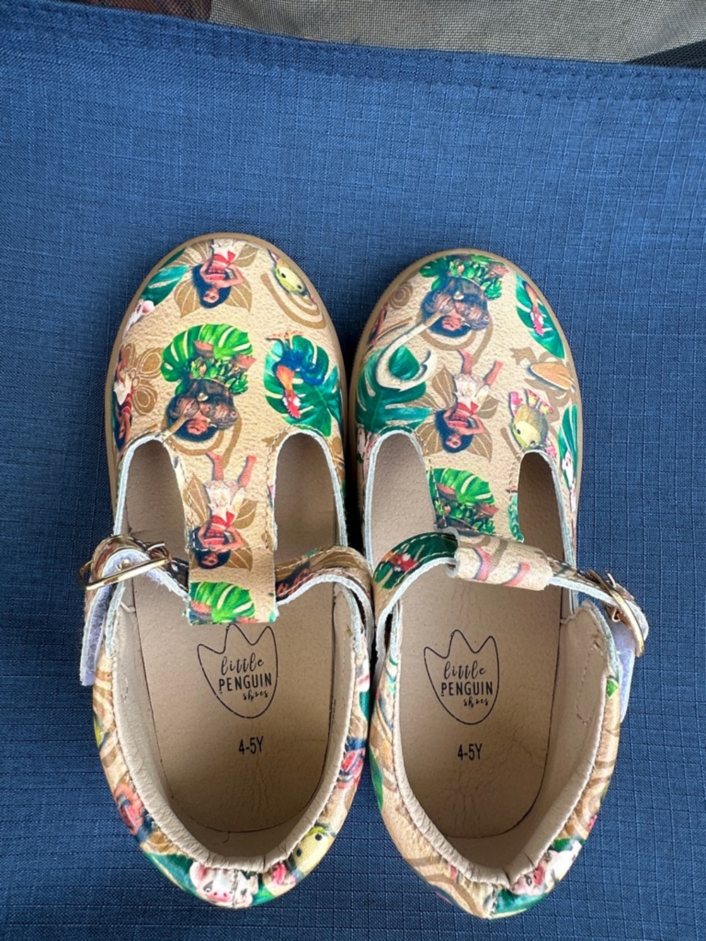 Rare Little Penguin Girls' Tan Mary Janes with Moana